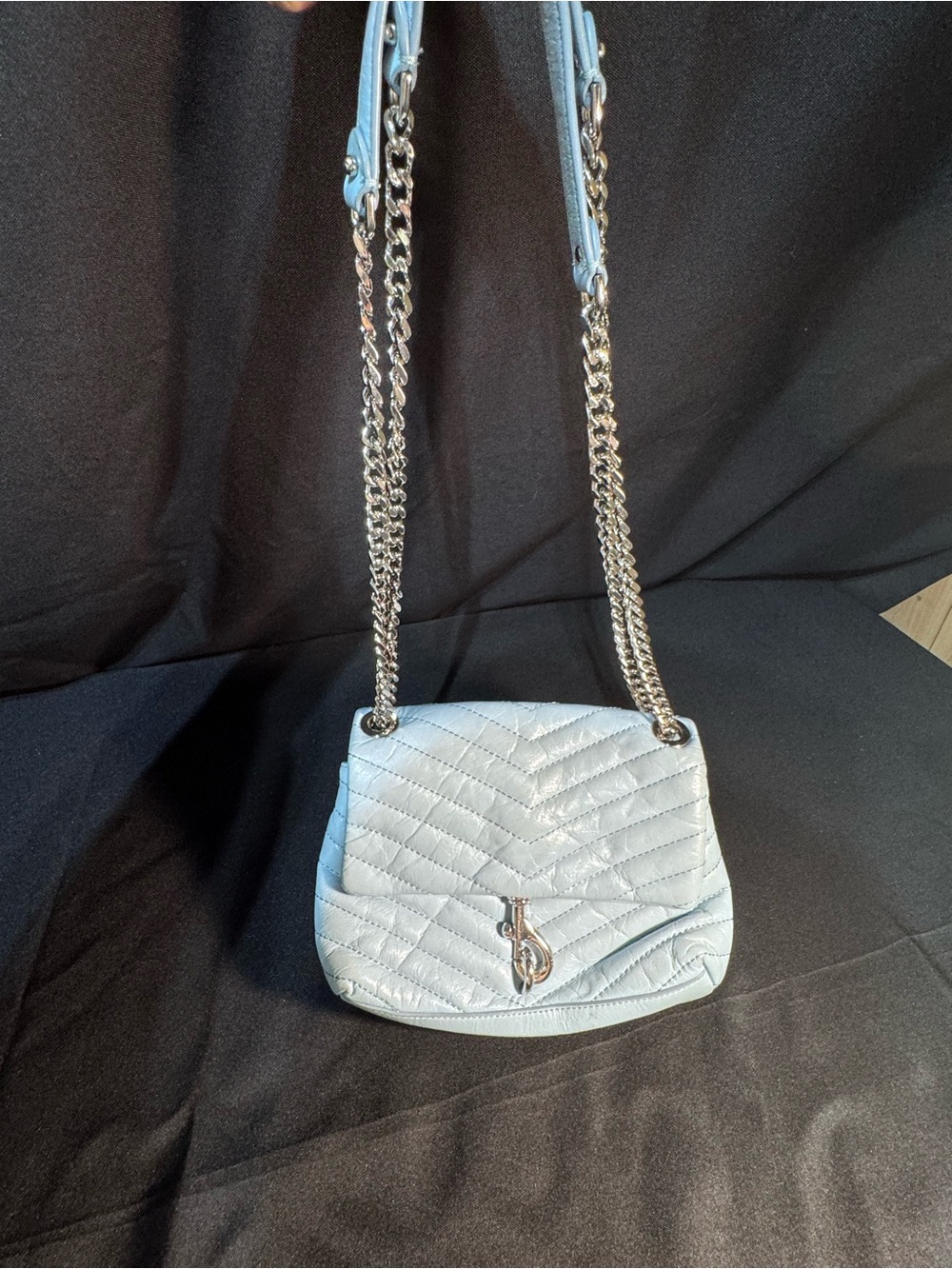 Rebecca Minkoff Light Blue Shoulder Bag with Zippered Pocket